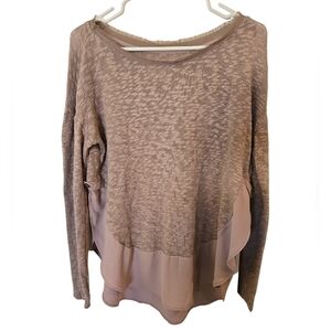 ANTHROPOLOGIE DELETTA NUBBY KNIT CHIFFON TAN/ BROWN SWEATER. SIZE SMALL.